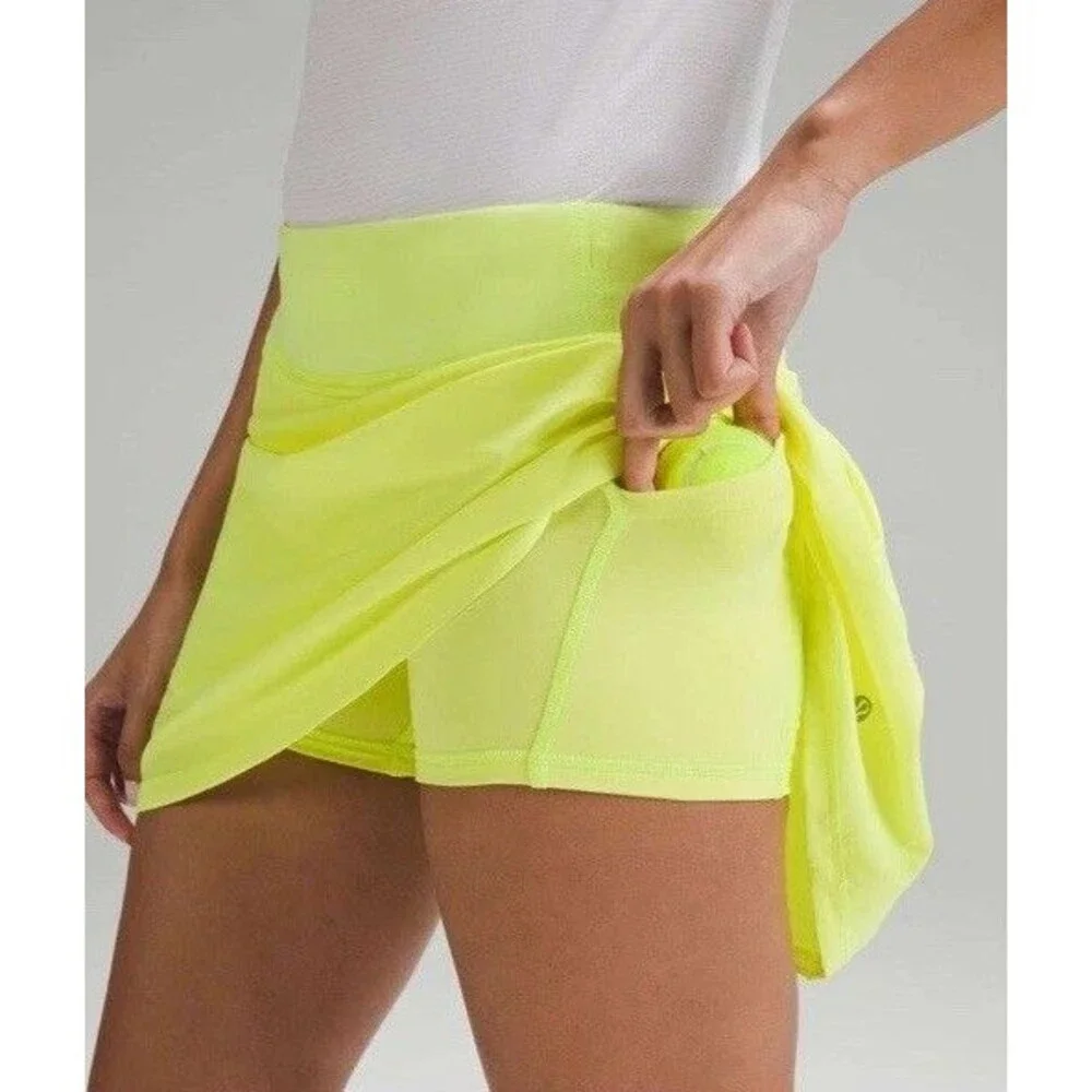 Lululemon Pace Rival Mid-Rise Skirt Extra Long Electric Lemon Women's Size 4 - Picture 6 of 10